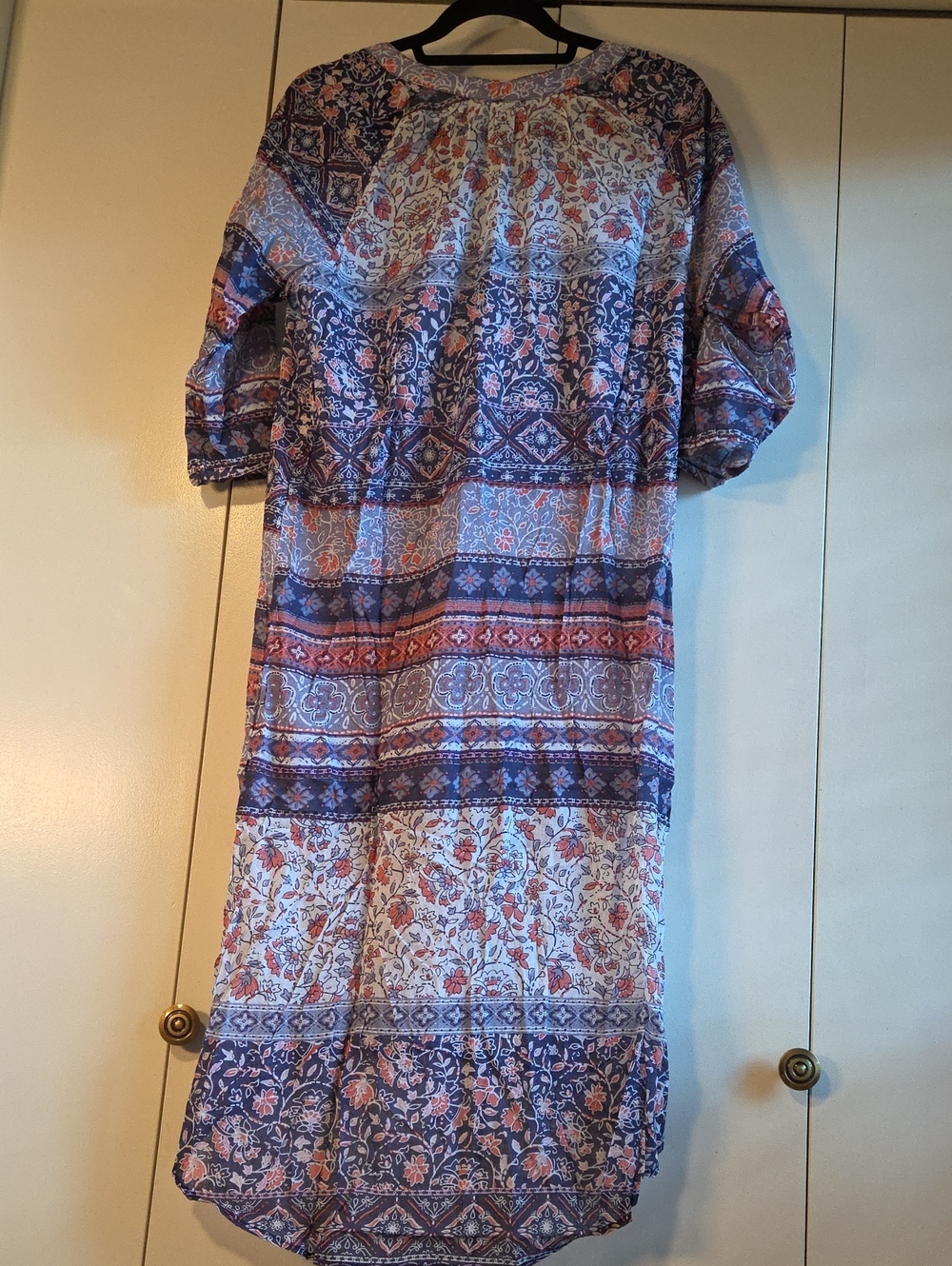 Free People Boho Floral Stripe Tunic Dress in Blue & Coral - Picture 5 of 7